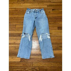 Abercrombie Fitch Womens 90s Straight Ultra High-Rise Jeans Size 4 X-SHORT Blue